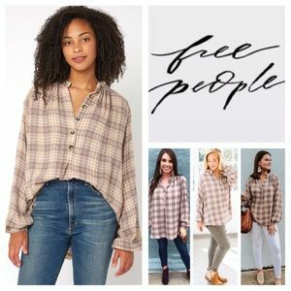 FREE PEOPLE Northern Bound Button Down Blouse EUC sz S - Picture 3 of 11